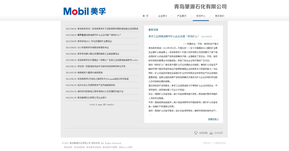 青岛肇源石化网站设计